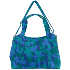 Blue Turquoise Teal Camouflage Pattern Double Compartment Shoulder Bag by SpinnyChairDesigns