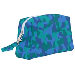 Blue Turquoise Teal Camouflage Pattern Wristlet Pouch Bag (large) by SpinnyChairDesigns