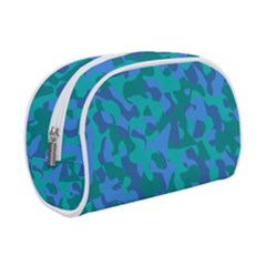 Blue Turquoise Teal Camouflage Pattern Makeup Case (small) by SpinnyChairDesigns