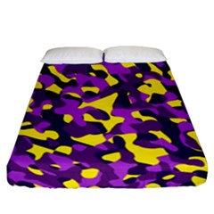 Purple And Yellow Camouflage Pattern Fitted Sheet (california King Size) by SpinnyChairDesigns