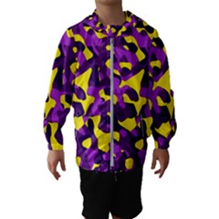 Purple And Yellow Camouflage Pattern Kids  Hooded Windbreaker