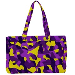 Purple And Yellow Camouflage Pattern Canvas Work Bag by SpinnyChairDesigns