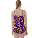 Purple and Yellow Camouflage Pattern Babydoll Tankini Set View2