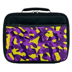 Purple And Yellow Camouflage Pattern Lunch Bag by SpinnyChairDesigns