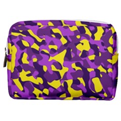 Purple And Yellow Camouflage Pattern Make Up Pouch (medium) by SpinnyChairDesigns