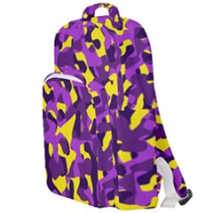 Purple And Yellow Camouflage Pattern Double Compartment Backpack by SpinnyChairDesigns