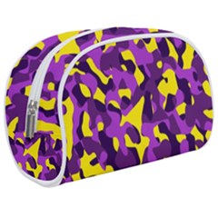 Purple And Yellow Camouflage Pattern Makeup Case (medium) by SpinnyChairDesigns