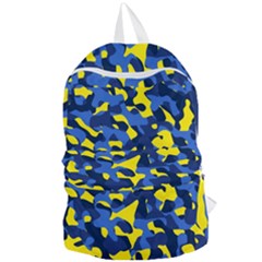 Blue And Yellow Camouflage Pattern Foldable Lightweight Backpack by SpinnyChairDesigns