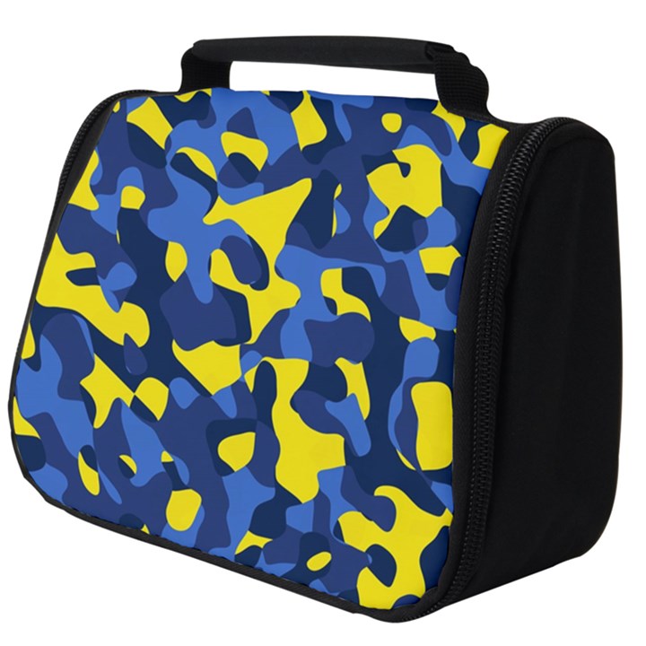 Blue and Yellow Camouflage Pattern Full Print Travel Pouch (Big)