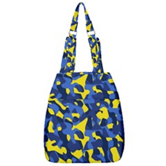 Blue And Yellow Camouflage Pattern Center Zip Backpack by SpinnyChairDesigns
