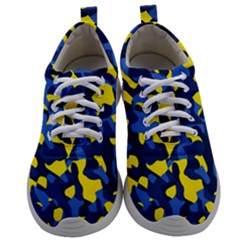 Blue And Yellow Camouflage Pattern Mens Athletic Shoes