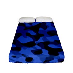 Black And Blue Camouflage Pattern Fitted Sheet (full/ Double Size) by SpinnyChairDesigns