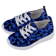 Black And Blue Camouflage Pattern Kids  Lightweight Sports Shoes by SpinnyChairDesigns