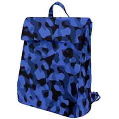 Black And Blue Camouflage Pattern Flap Top Backpack by SpinnyChairDesigns