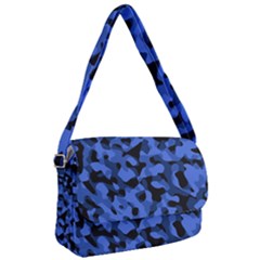 Black And Blue Camouflage Pattern Courier Bag by SpinnyChairDesigns