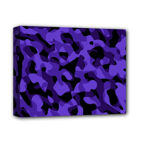 Purple Black Camouflage Pattern Deluxe Canvas 14  X 11  (stretched) by SpinnyChairDesigns