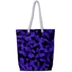 Purple Black Camouflage Pattern Full Print Rope Handle Tote (small) by SpinnyChairDesigns