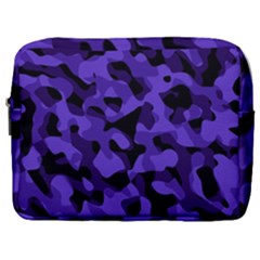 Purple Black Camouflage Pattern Make Up Pouch (large) by SpinnyChairDesigns