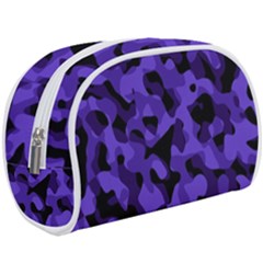 Purple Black Camouflage Pattern Makeup Case (large) by SpinnyChairDesigns