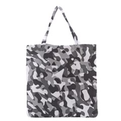 Grey And White Camouflage Pattern Grocery Tote Bag by SpinnyChairDesigns