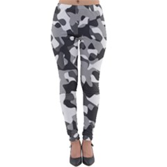 Grey And White Camouflage Pattern Lightweight Velour Leggings by SpinnyChairDesigns