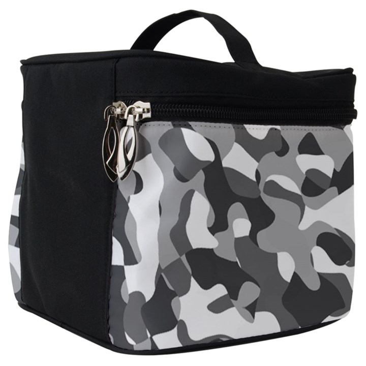 Grey and White Camouflage Pattern Make Up Travel Bag (Big)