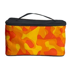 Orange And Yellow Camouflage Pattern Cosmetic Storage by SpinnyChairDesigns