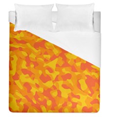 Orange And Yellow Camouflage Pattern Duvet Cover (queen Size) by SpinnyChairDesigns