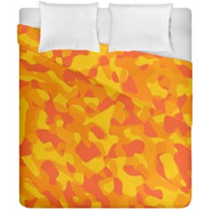 Orange And Yellow Camouflage Pattern Duvet Cover Double Side (california King Size) by SpinnyChairDesigns
