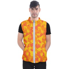 Orange And Yellow Camouflage Pattern Men s Puffer Vest by SpinnyChairDesigns