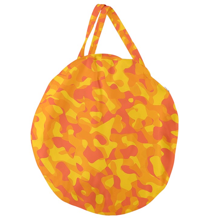 Orange and Yellow Camouflage Pattern Giant Round Zipper Tote