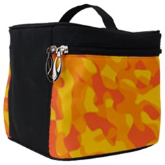 Orange And Yellow Camouflage Pattern Make Up Travel Bag (big) by SpinnyChairDesigns