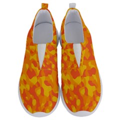 Orange And Yellow Camouflage Pattern No Lace Lightweight Shoes by SpinnyChairDesigns