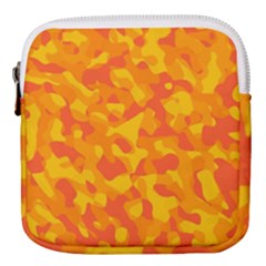 Orange And Yellow Camouflage Pattern Mini Square Pouch by SpinnyChairDesigns