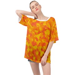 Orange and Yellow Camouflage Pattern Oversized Chiffon Top