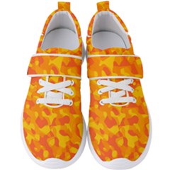 Orange and Yellow Camouflage Pattern Men s Velcro Strap Shoes