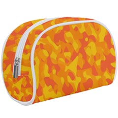 Orange And Yellow Camouflage Pattern Makeup Case (large) by SpinnyChairDesigns