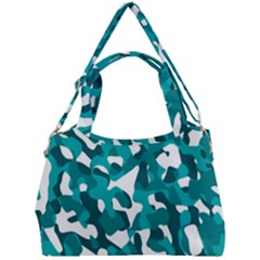 Teal And White Camouflage Pattern Double Compartment Shoulder Bag by SpinnyChairDesigns
