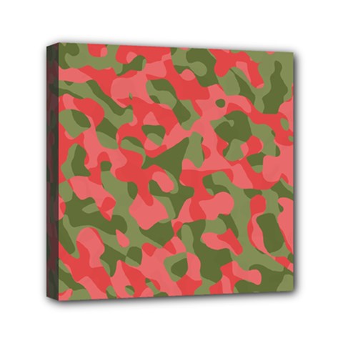 Pink And Green Camouflage Pattern Mini Canvas 6  X 6  (stretched) by SpinnyChairDesigns