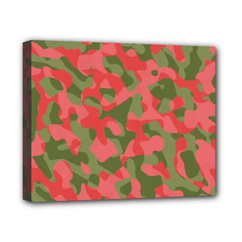 Pink And Green Camouflage Pattern Canvas 10  X 8  (stretched) by SpinnyChairDesigns