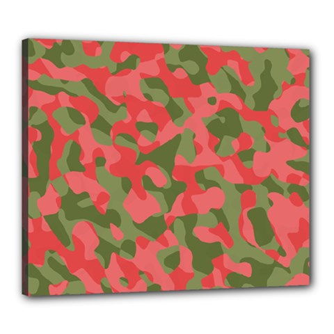 Pink And Green Camouflage Pattern Canvas 24  X 20  (stretched) by SpinnyChairDesigns