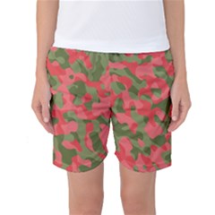 Pink And Green Camouflage Pattern Women s Basketball Shorts