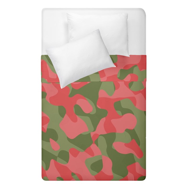 Pink and Green Camouflage Pattern Duvet Cover Double Side (Single Size)