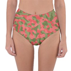 Pink And Green Camouflage Pattern Reversible High-waist Bikini Bottoms by SpinnyChairDesigns