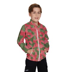 Pink And Green Camouflage Pattern Kids  Windbreaker by SpinnyChairDesigns