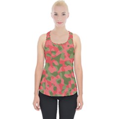 Pink And Green Camouflage Pattern Piece Up Tank Top by SpinnyChairDesigns