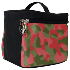 Pink And Green Camouflage Pattern Make Up Travel Bag (big) by SpinnyChairDesigns