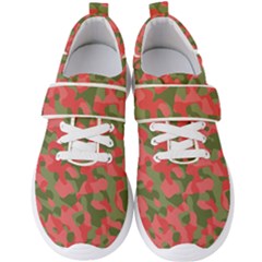 Pink And Green Camouflage Pattern Men s Velcro Strap Shoes by SpinnyChairDesigns