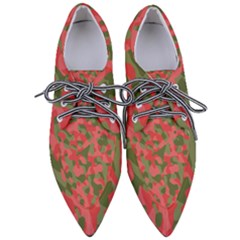 Pink And Green Camouflage Pattern Pointed Oxford Shoes
