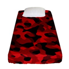 Red And Black Camouflage Pattern Fitted Sheet (single Size) by SpinnyChairDesigns